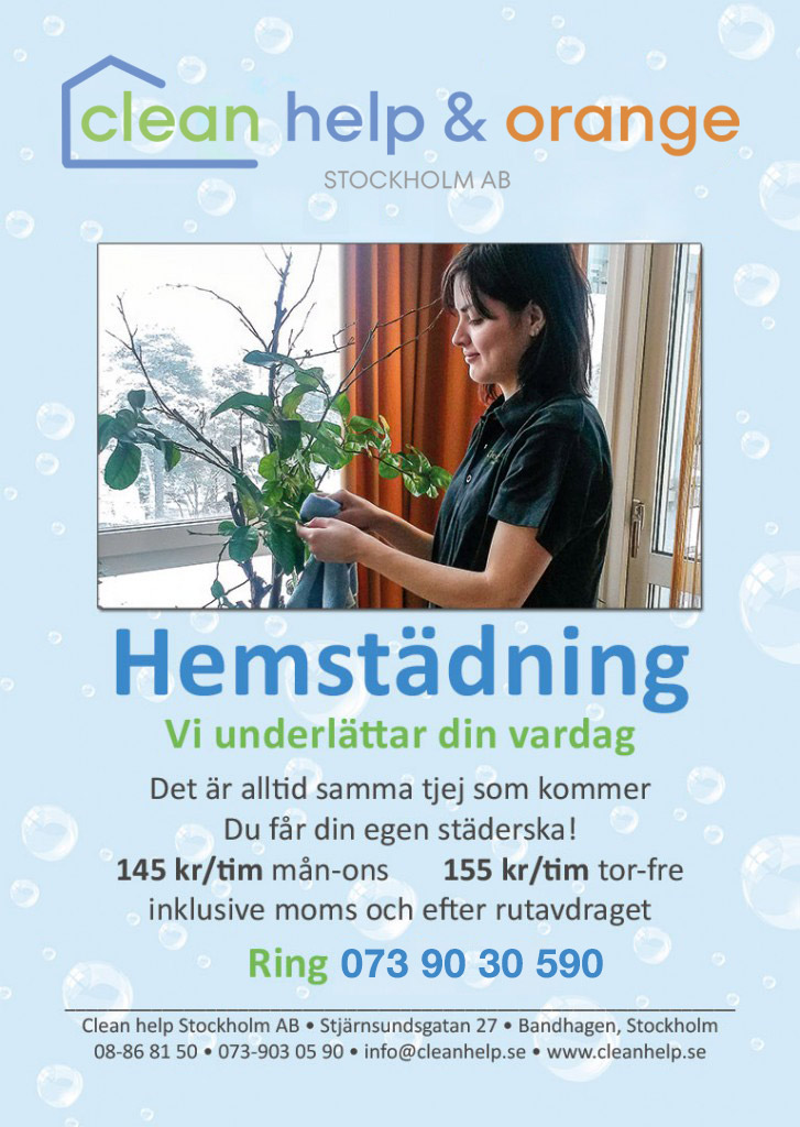 Hemstädning från 145 kronor i timmen inklusive moms och rutavdrag. Kontakta oss Clean help Stockholm, telefon 08-86 81 50, e-post info@cleanhelp.se