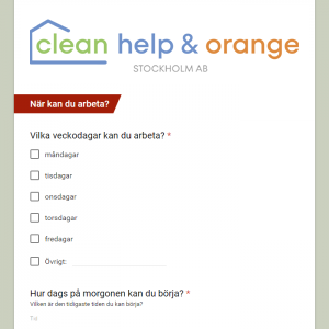 Jobbansökan till Clean help